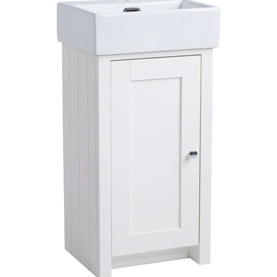 BOXED LANSDOWN 42CM CERAMIC SINGLE BATHROOM VANITY TOP SINK IN WHITE - SINK ONLY (1 BOX)