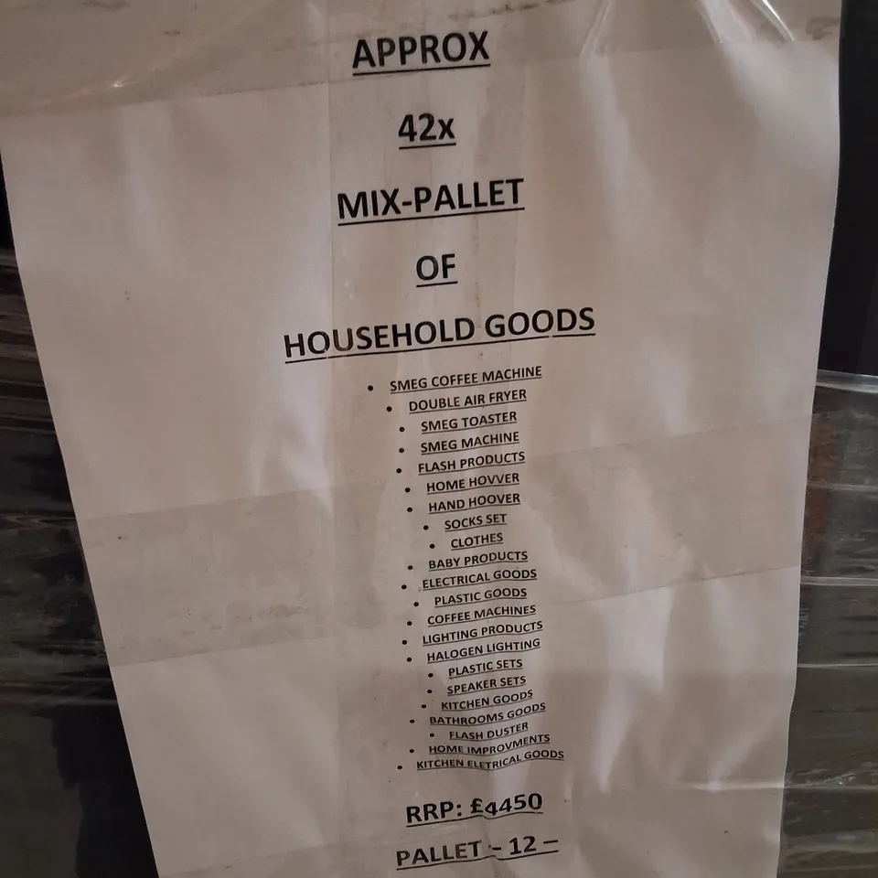 PALLET CONTAINING APPROXIMATELY 42 ASSORTED HOUSEHOLD ELECTRONICS & GOODS