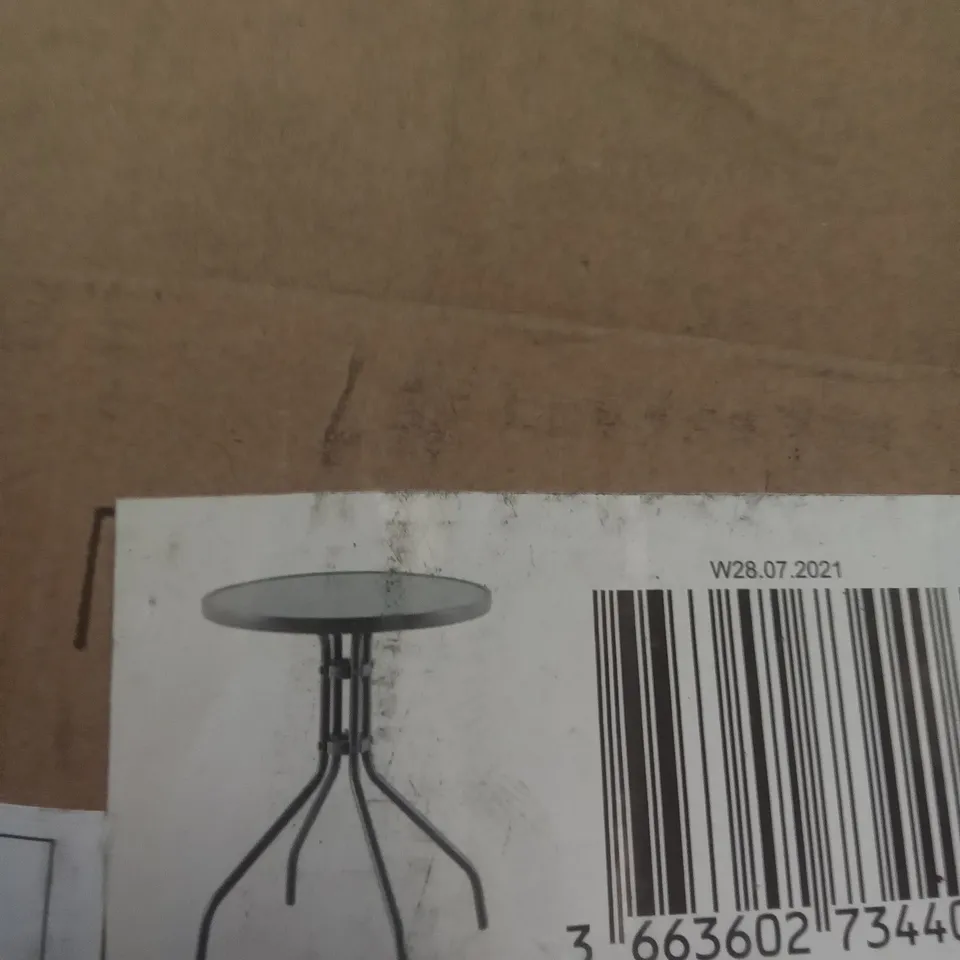 BOXED BARI STEEL TABLE WITH GLASS TOP 