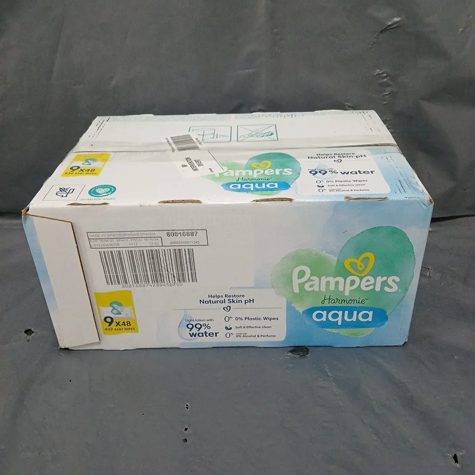 9 X PACKS OF PAMPERS HARMONIE AQUA WIPES 