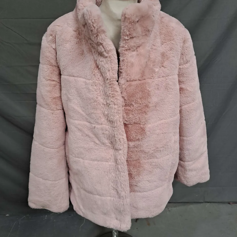 CENTIGRADE BUNNY FAUX FUR JACKET IN LIGHT PINK SIZE M