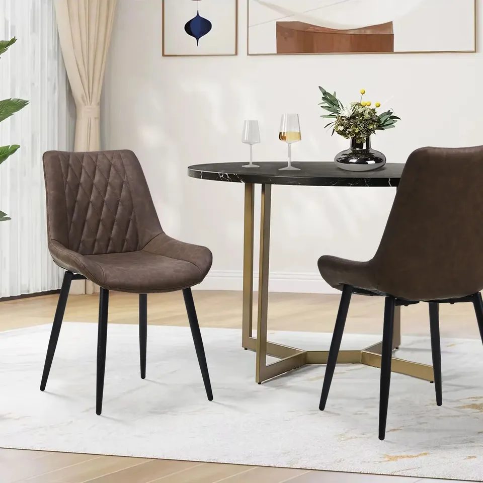 BOXED CLAIR SET OF 2 DINING CHAIRS DARK BROWN PU LEATHER