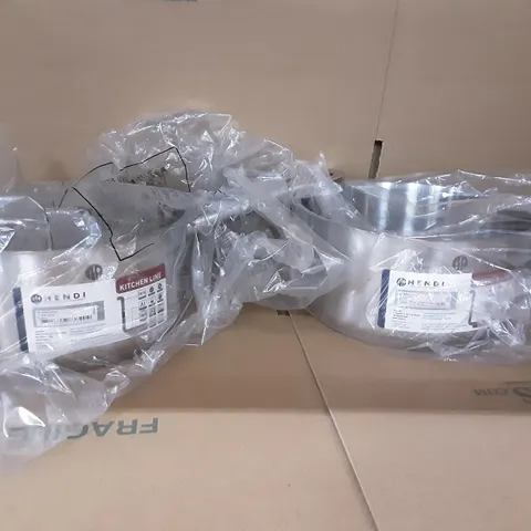 4 BOXED HENDI KITCHEN LINE SAUCEPANS WITHOUT LIDS