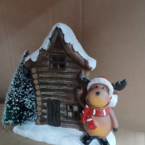 APPROXIMATELY 18 BOXED LIGHT UP HOUSE WITH RUDOLPH CHRISTMAS DECORATION