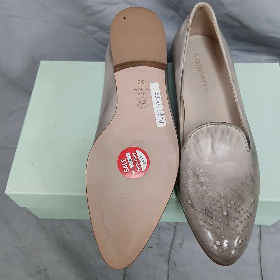 CALPIERRE DL73 TAUPE WOMEN’S LOAFERS – UK 6 (EU 39) – BROGUE SLIP-ONS