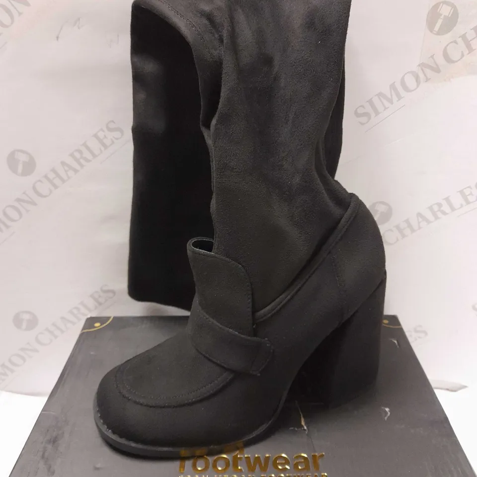 KOI THE PURDY OVER THE KNEE SUEDE BLACK BOOTS - SIZE 5
