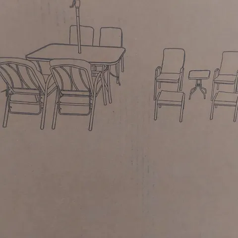 BOXED SEVILLE GARDEN SET OF 6 CHAIRS, 2 STOOLS, 1 SIDE TABLE - NO DINING TABLE OR PARASOL (2 BOXES)