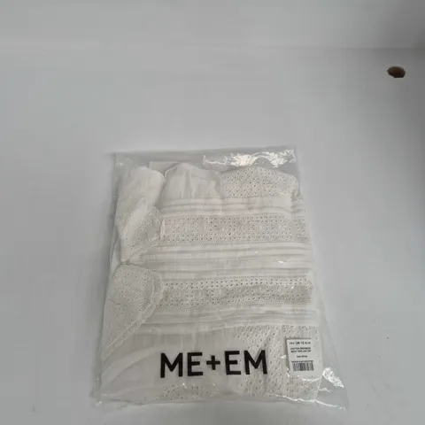 ME+EM COTTON BRODERIE BOXY PEPLUM TOP – SOFT WHITE, UK 12 (US 8 / EU 40)
