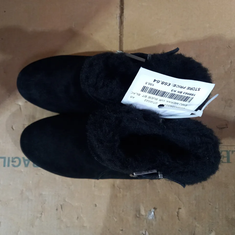 EMU AUSTRALIA FAUX SUEDE BOOTS - BLACK, SIZE 5
