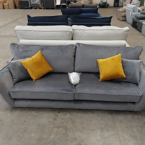 DESIGNER PERTH SOFT VELVET 4-SEATER SOFA WITH SCATTER CUSHIONS