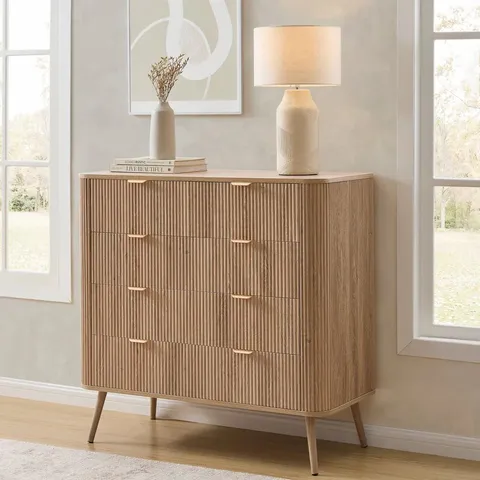 BOXED DUSK HATTIE 5 DRAWER CHEST - LIGHT WOOD (1 BOX)