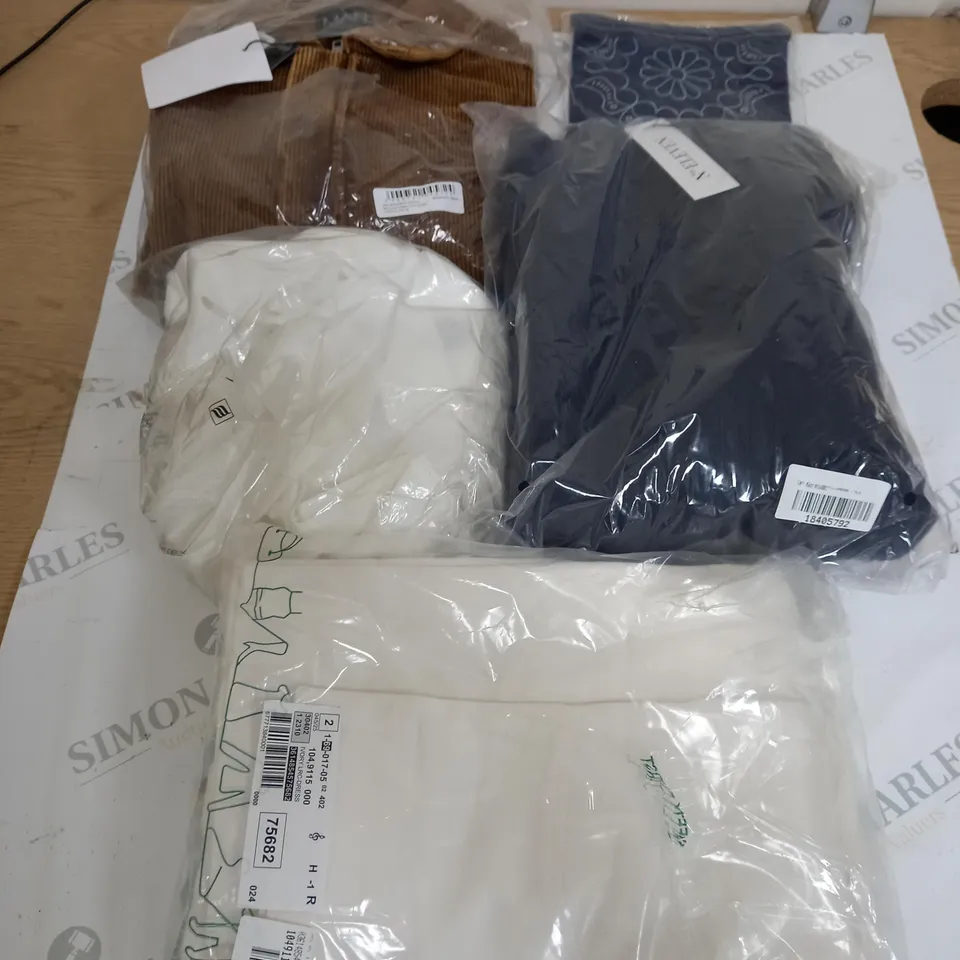 BOX OF APPROX. 50 ASSORTED CLOTHING VARYING IN SIZE/COLOUR/STYLE TO INCLUDE:  TOPS, TROUSERS, JUMPERS