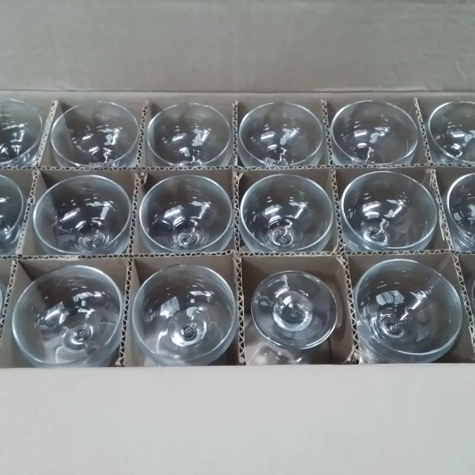 BOX CONTAINING APPROXIMATELY 36 CHAMPAGNE GLASSES