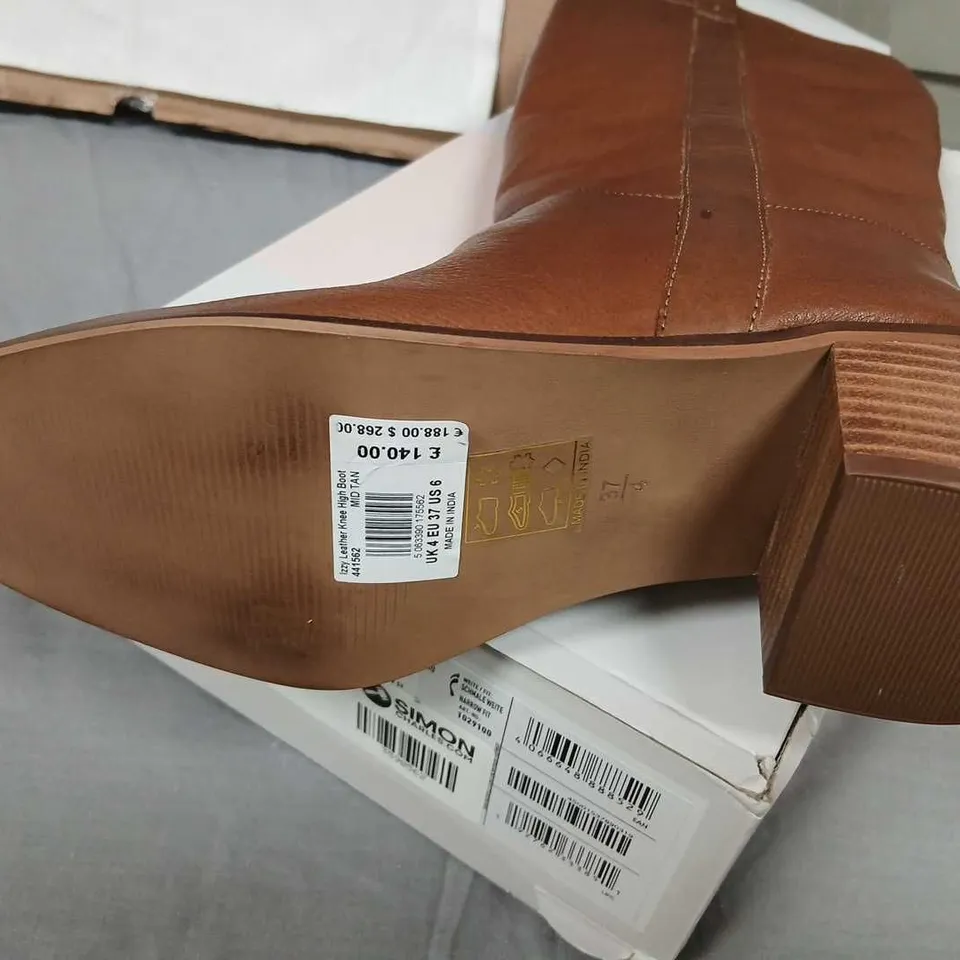 WHITE STUFF  IZZY LEATHER KNEE HIGH BOOT – MID TAN (EU 37) UK 4