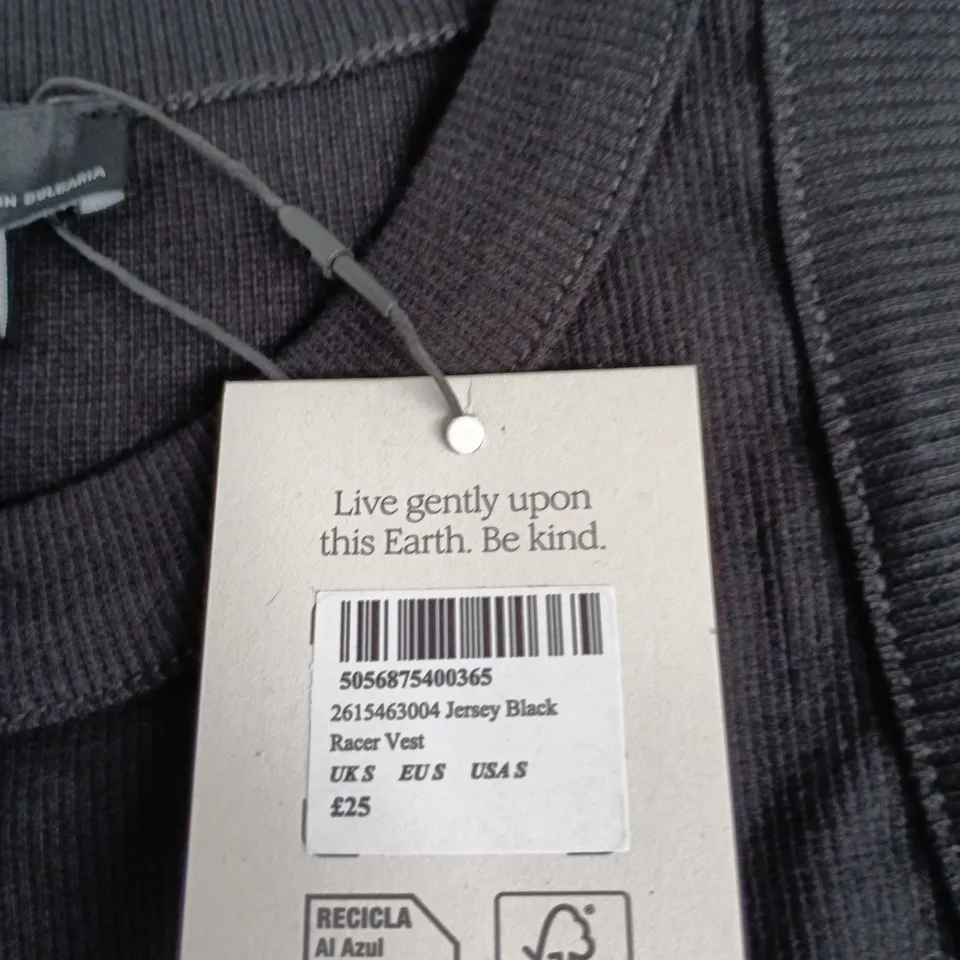 UK Size S Nobody's Child Jersey Black Racer Vest 