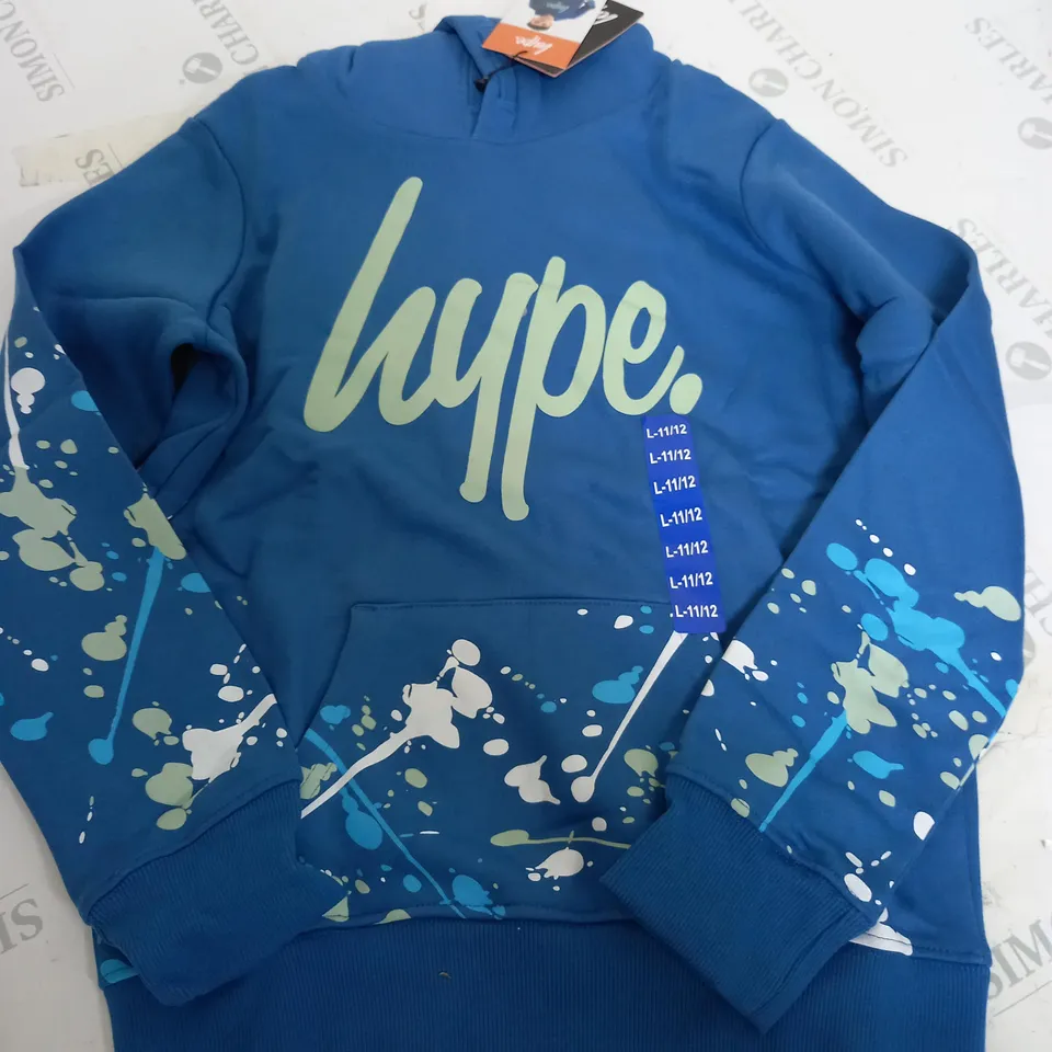 HYPE UNISEX BLUE SPLAT HOODIE - 11/12Y