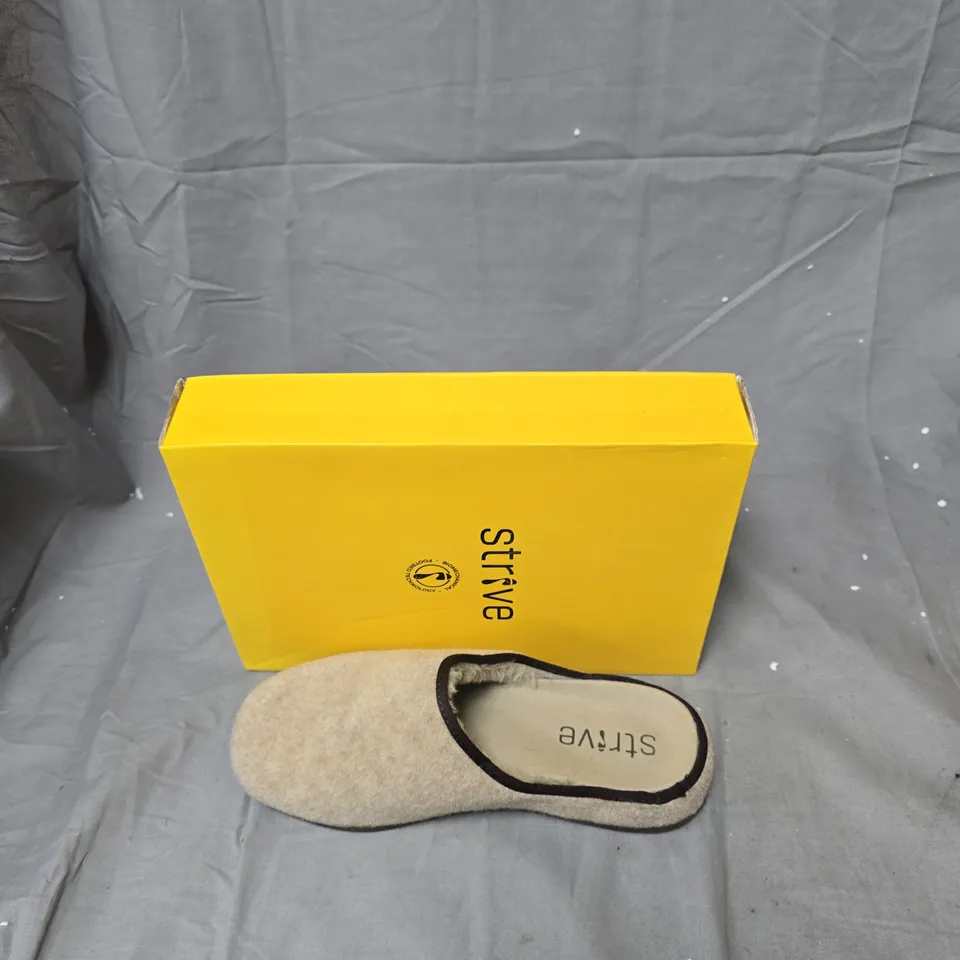 STRIVE BEIGE FELT SLIPPERS – WOMEN'S INDOOR FOOTWEAR-SIZE UK 6