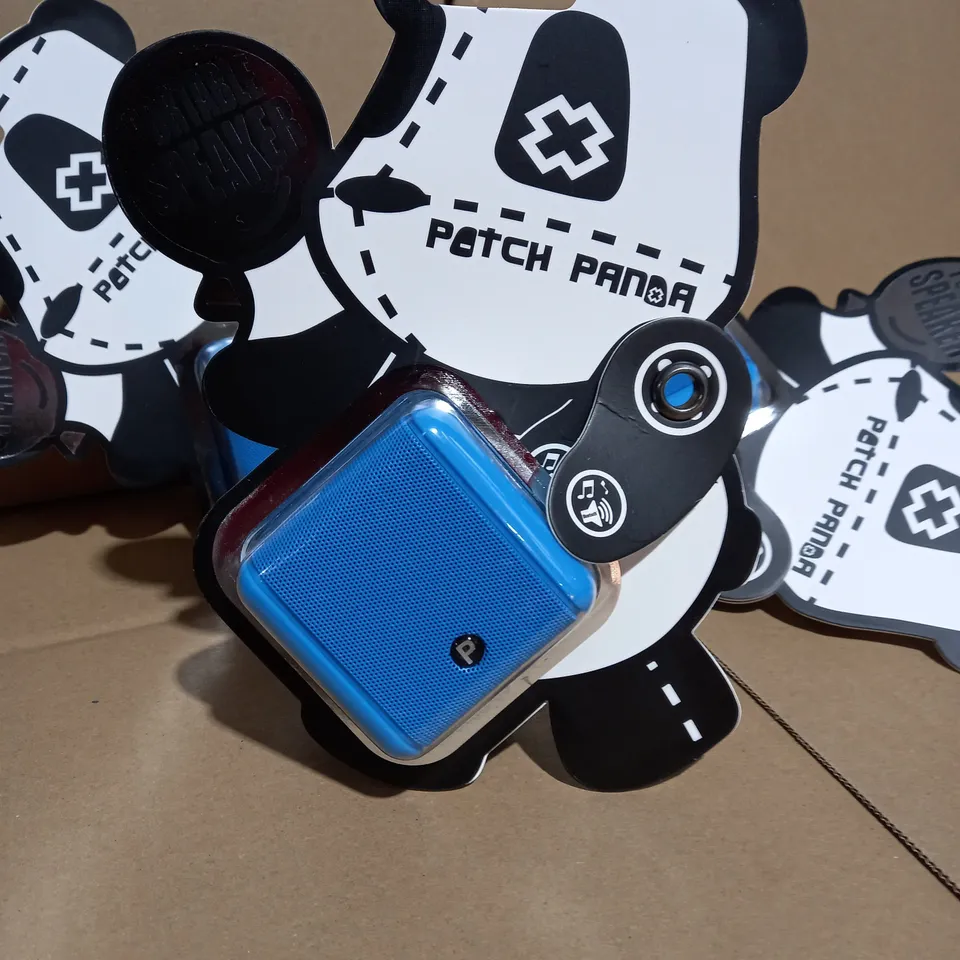 BOX OF APPROX 3 PACKAGED BLUE PATCH PANDA PORTABLE SPEAKERS