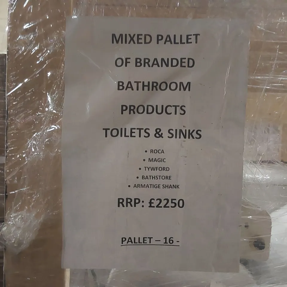 MIXED PALLET OF BRANDED BATHROOM PRODUCTS TOILETS & SINKS
