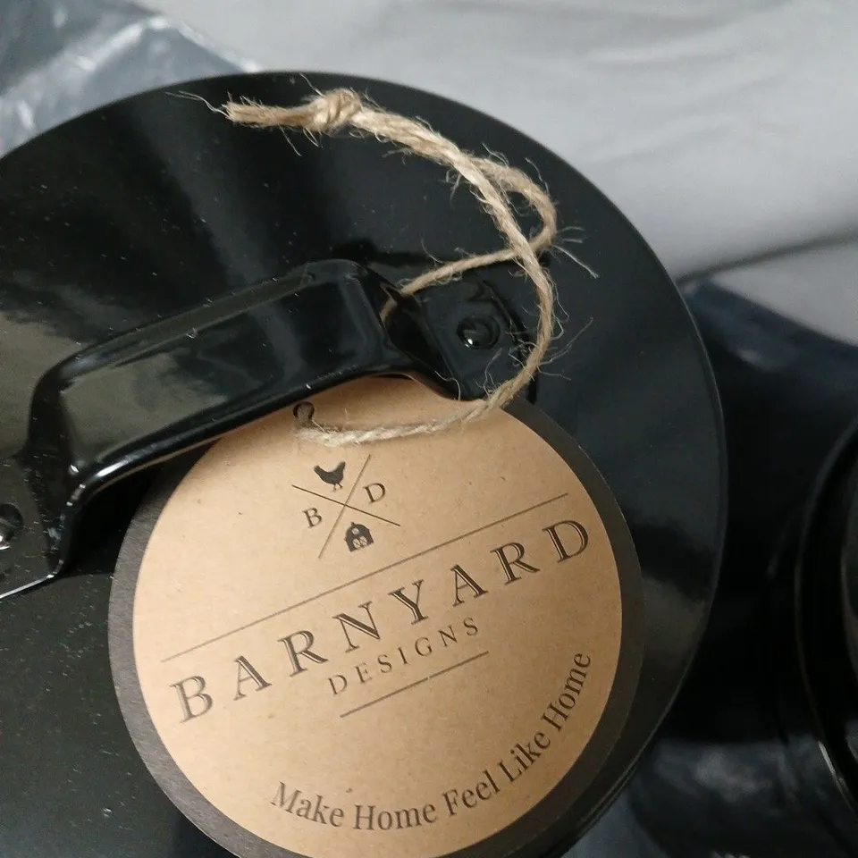 BARNYARD DESIGNS OLD COUNTRY BRAND FOUR CANISTERS - FLOUR, SUGAR, COFFEE & TEA 