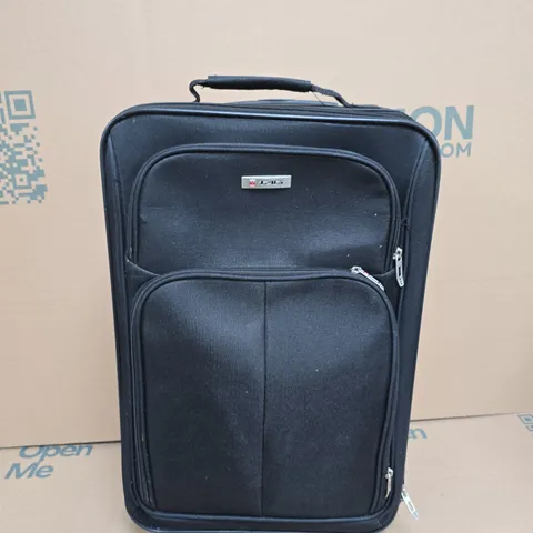 BLACK WHEELED CARRY-ON LUGGAGE WITH TELESCOPIC HANDLE