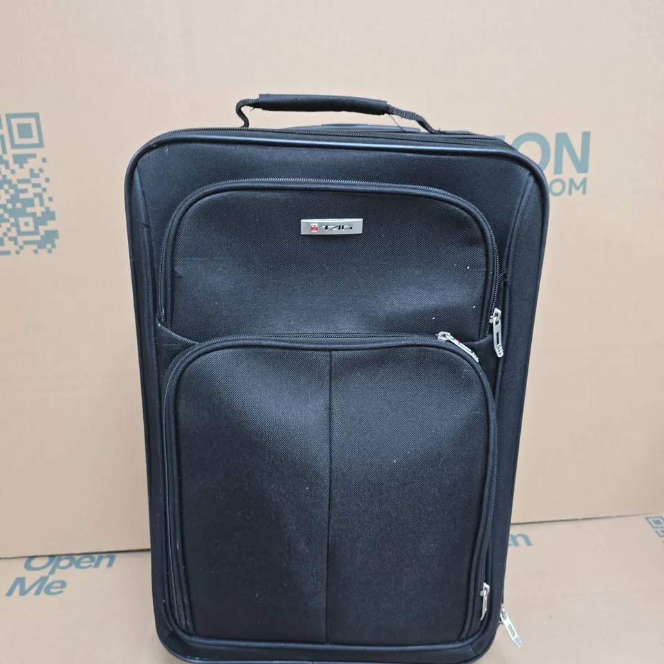 BLACK WHEELED CARRY-ON LUGGAGE WITH TELESCOPIC HANDLE