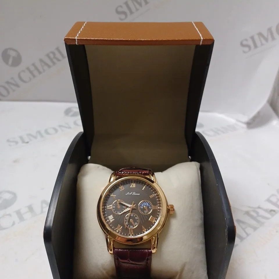 MENS LA BANUS CHRONOGRAPH WATCH - ROSE GOLD COLOUR CASE – GENUINE LEATHER STRAP