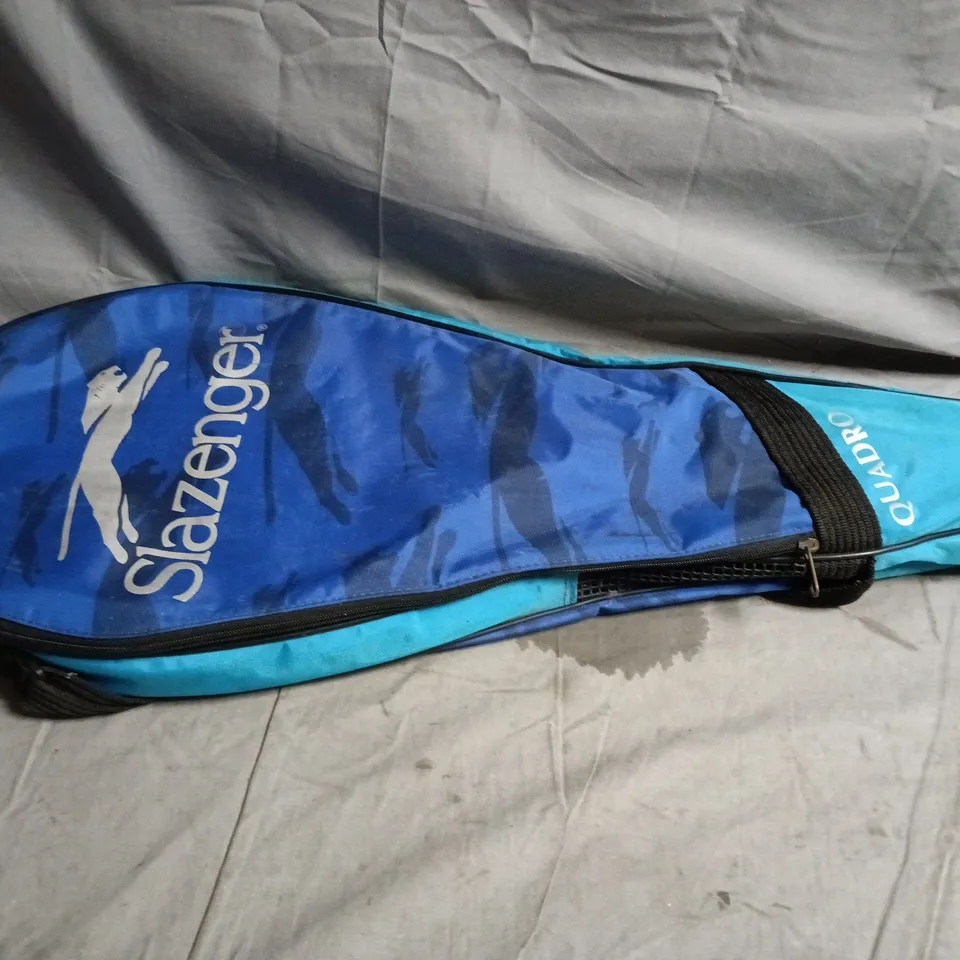 SET OF 2 SLAZENGER L2 HSEWS TENNIZ RACKETS IN BLACK/WHITE W. BLUE CARRY CASE