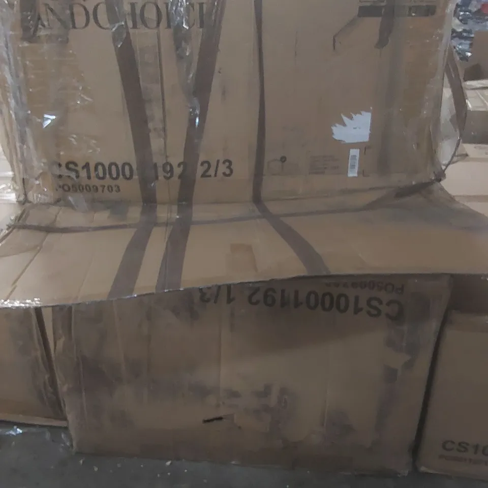 BOXED MADRID LIGHT GREY LEATHER CORNER SOFA PARTS - BOXES 2 AND 1 OUT OF 3 ONLY (2 BOXES)