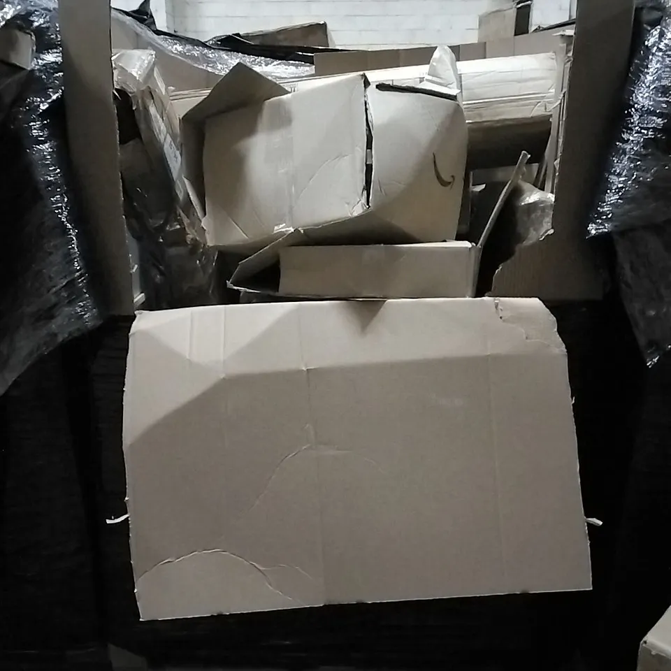 PALLET OF HOUSEHOLD ITEMS TO INCLUDE CEILING FAN WITH LIGHT, SCOOTER, PICTURE FRAME AND OTHER ASSORTED ITEMS...