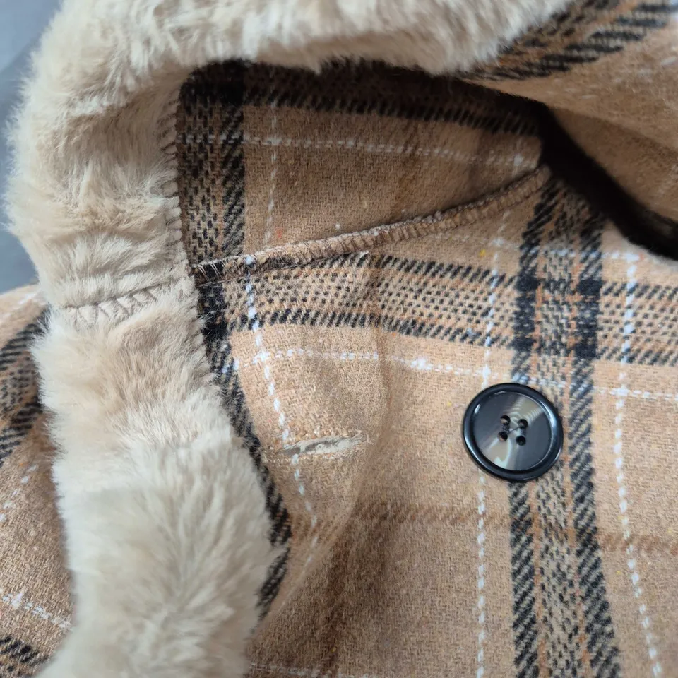 Baby's Plaid Coat with Faux Fur Trim and Hood (SIZE NOT VERIFIED)