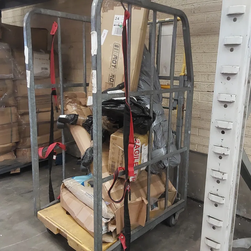 CAGE CONTAINING ASSORTED CONSUMER PRODUCTS/FURNITURE PARTS - CAGE NOT INCLUDED -