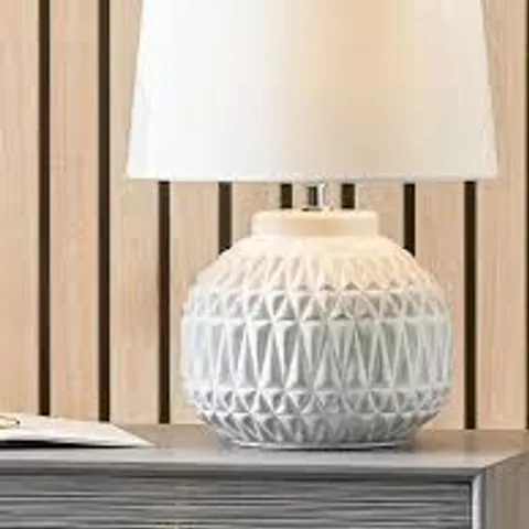PACIFIC LIFESTYLE ANNELI WARM WHITE AZTEC TEXTURE CERAMIC TABLE LAMP