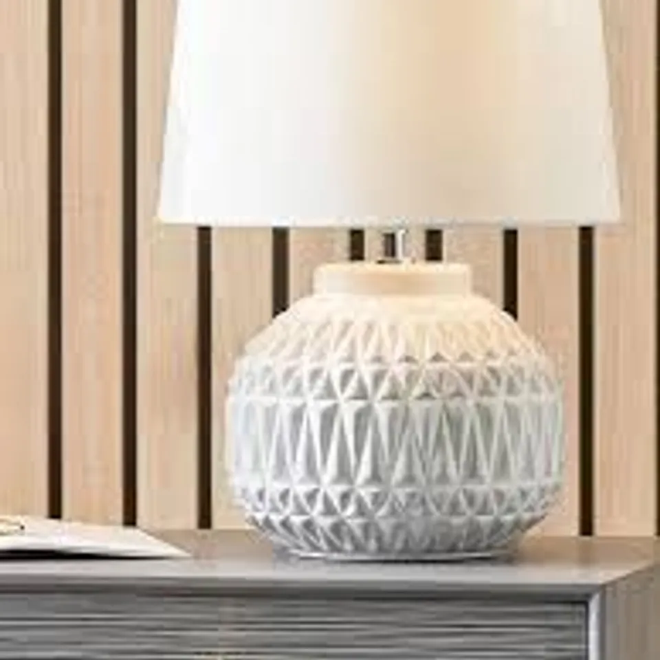 PACIFIC LIFESTYLE ANNELI WARM WHITE AZTEC TEXTURE CERAMIC TABLE LAMP