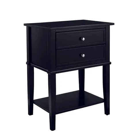 BOXED FRANKLIN ACCENT TABLE WITH 2 DRAWERS - BLACK (1 BOX)