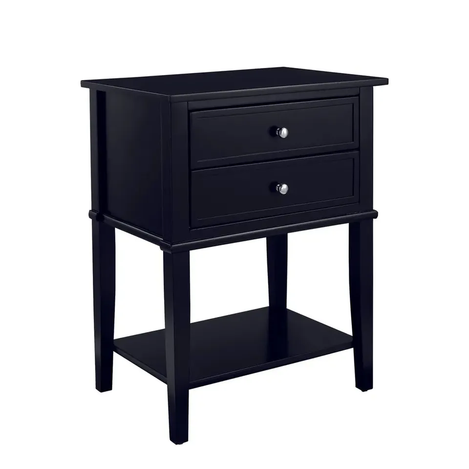 BOXED FRANKLIN ACCENT TABLE WITH 2 DRAWERS - BLACK (1 BOX)