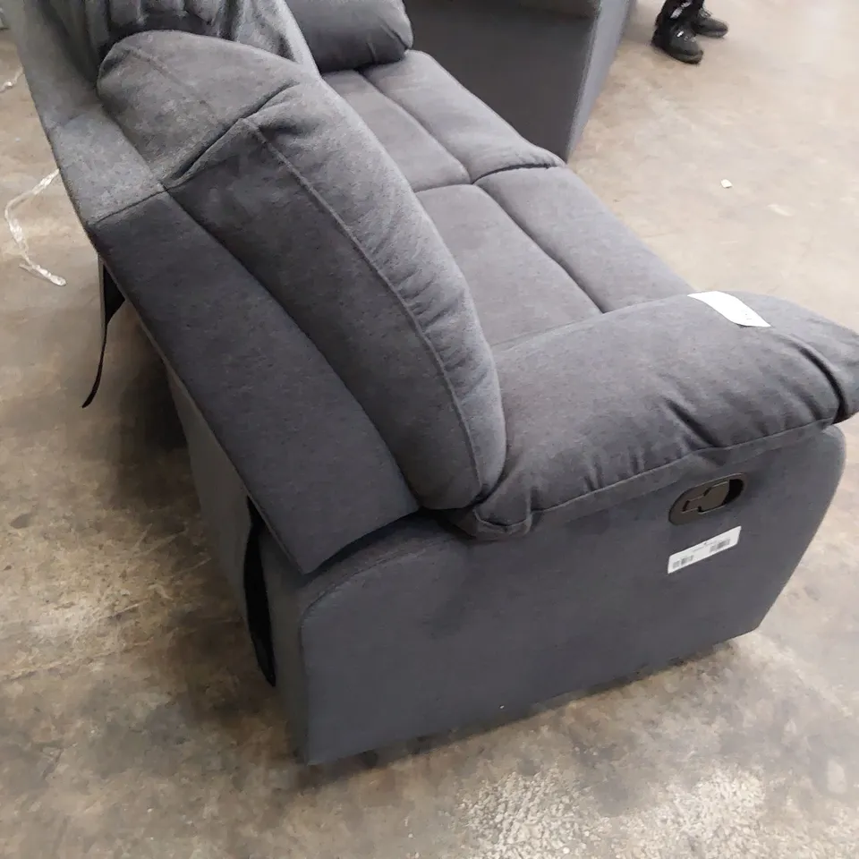 DESIGNER MANUAL RECLINING TWO SEATER SOFA GREY FABRIC 