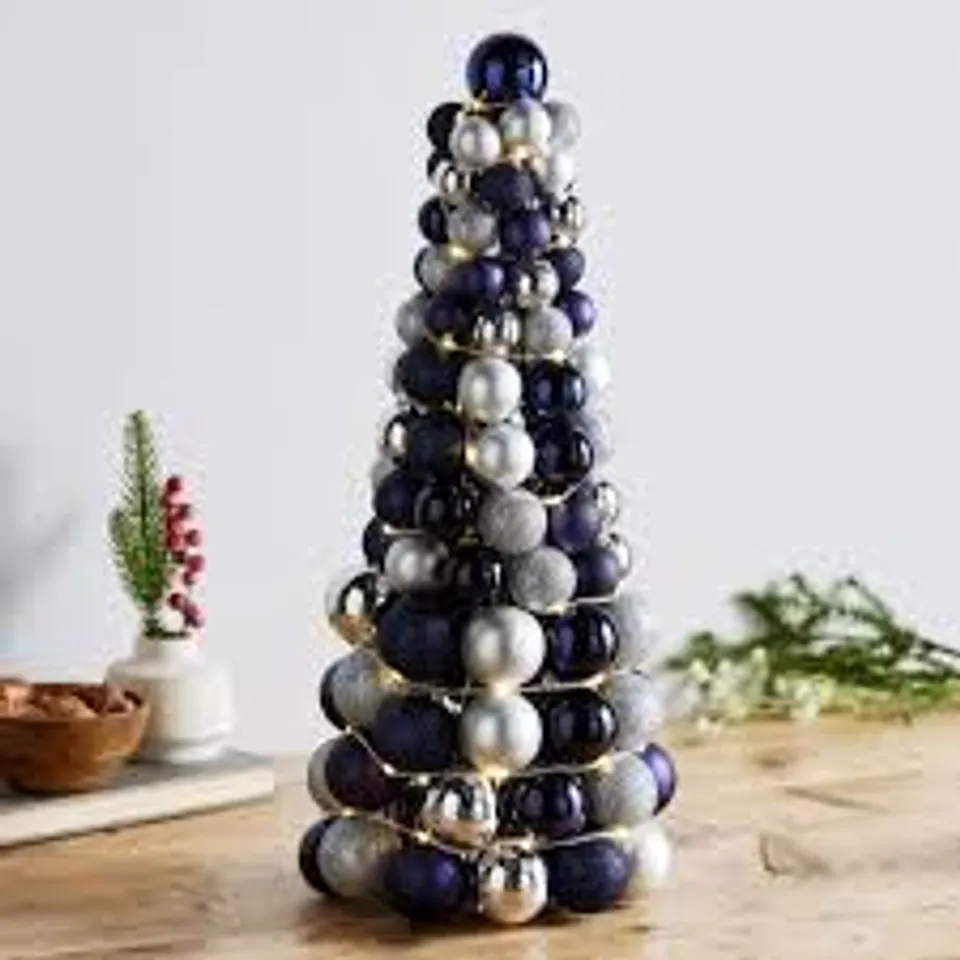 HOME STORIES 50CM PRE LIT SHATTERPROOF BAUBLE TREE