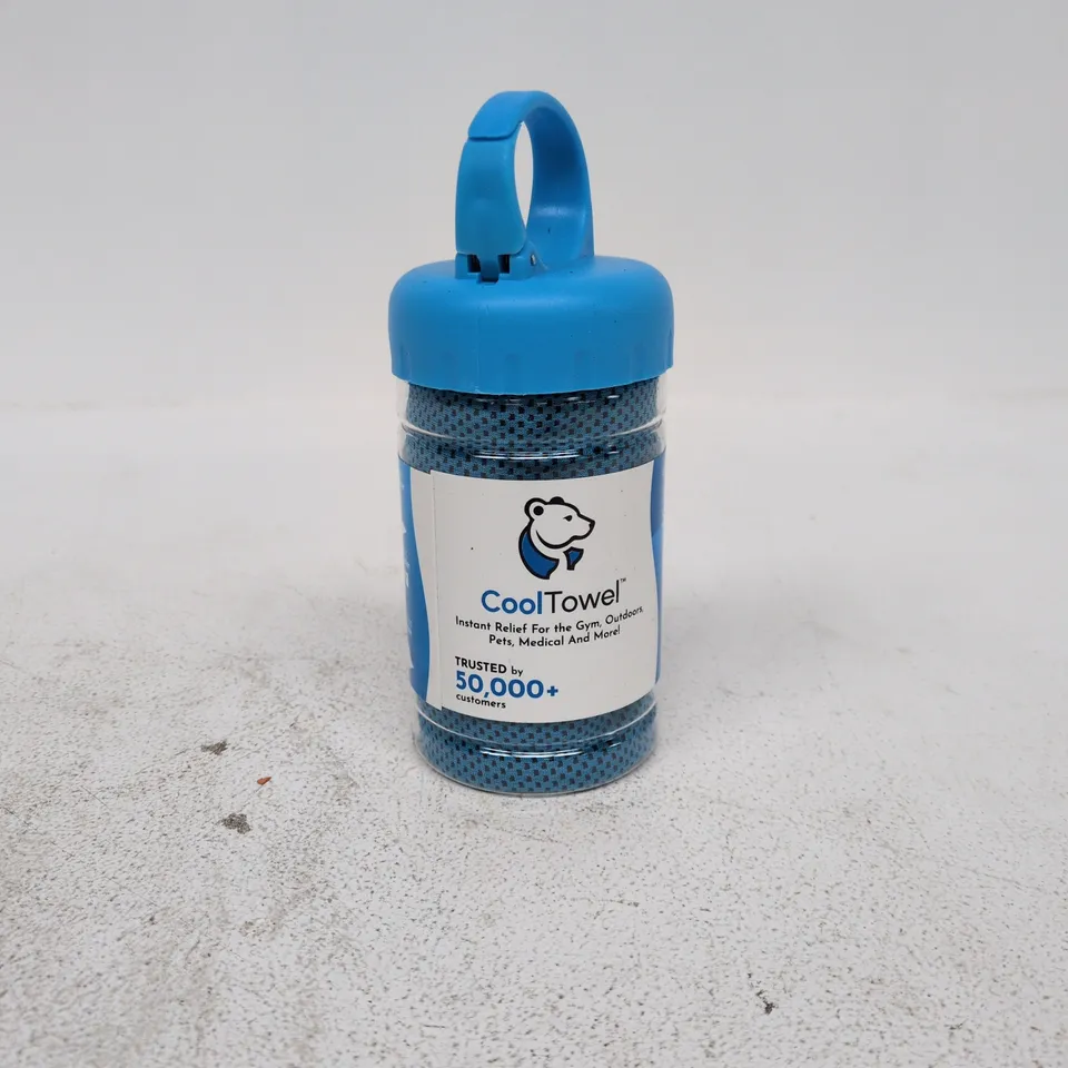 COOLTOWEL PORTABLE COOLING TOWEL BOTTLE – BLUE
