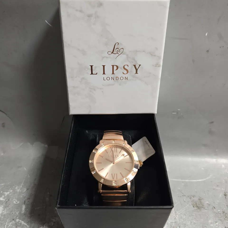 LISPY GOLD TONE DIAL GOLD TONE BRACELET WATCH