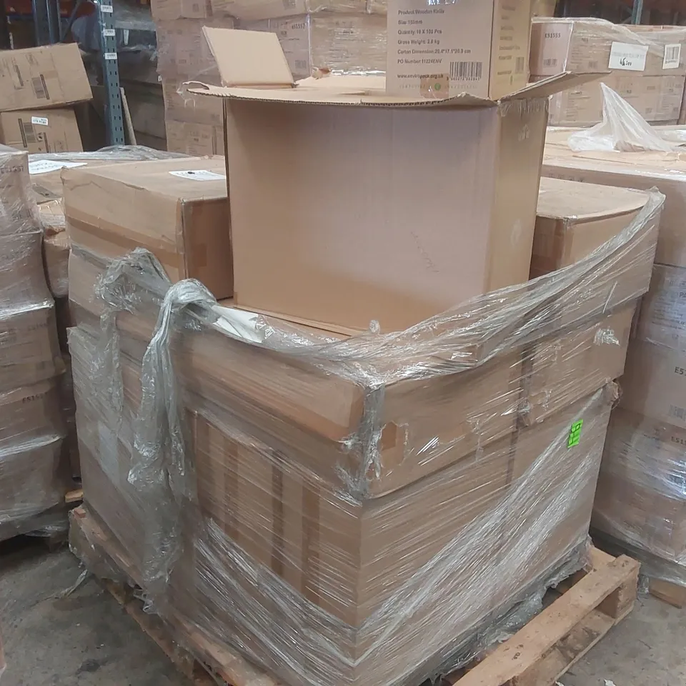 PALLET CONTAINING APPROXIMATELY 90,000 ENVIRONMENTALLY FRIENDLY DISPOSABLE WOODEN KNIVES