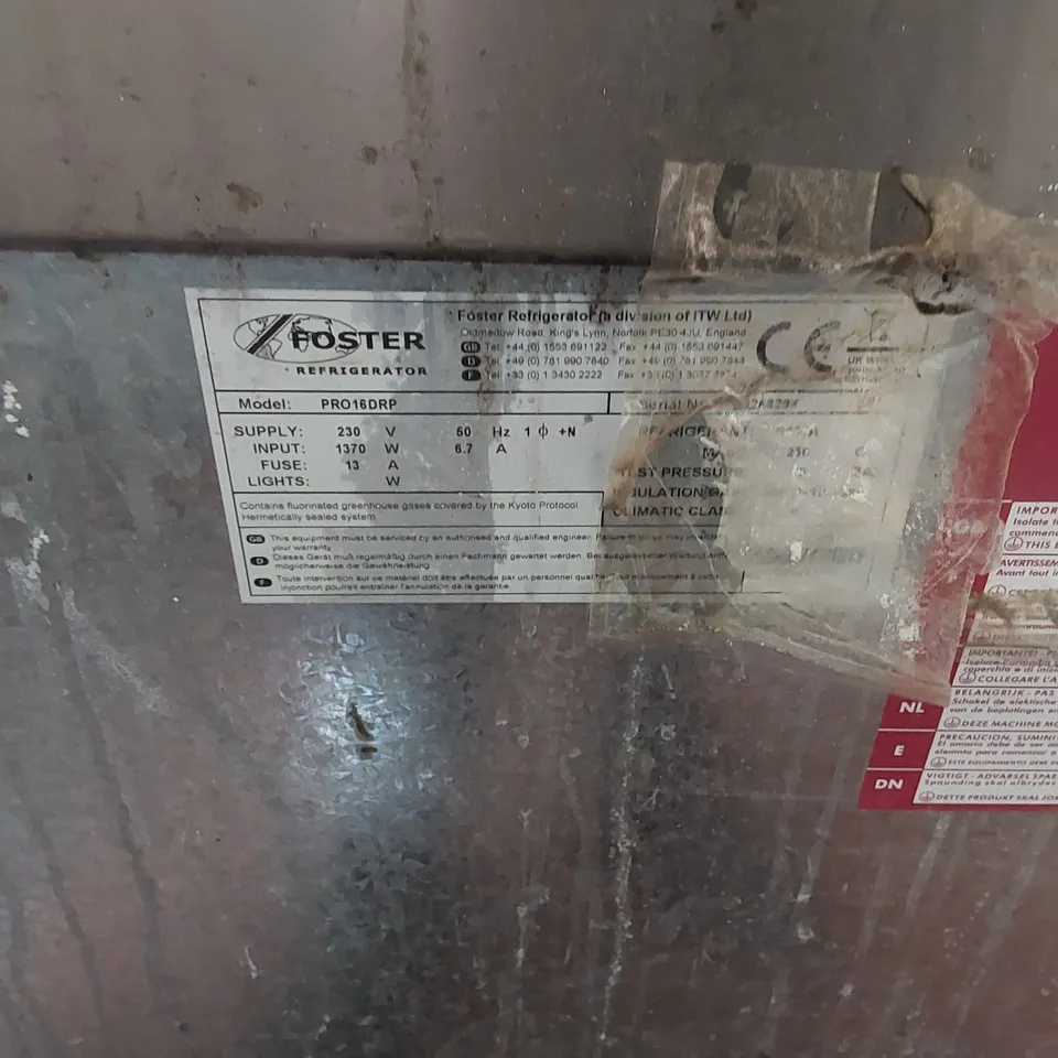 FOSTER PRO16DR HEAVY DUTY DOUGH RETARDER REFRIGERATED PREP COUNTER