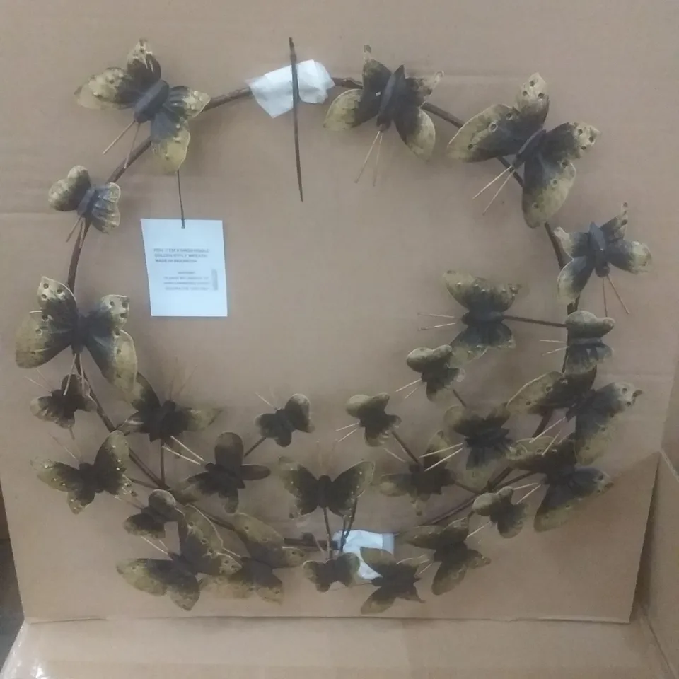 BRAND NEW BOXED x4 GOLDEN BUTTERFLY WREATH