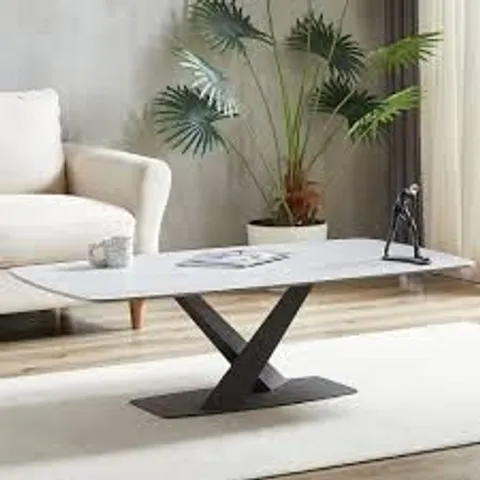 BOXED AMAARI SINTERED STONE COFFEE TABLE WITH ANTHRACITE BASE (2 BOXES)