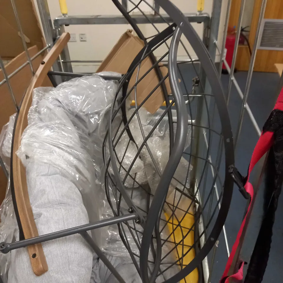 DESIGNER GREY CUSHIONED METAL ROCKING CHAIR