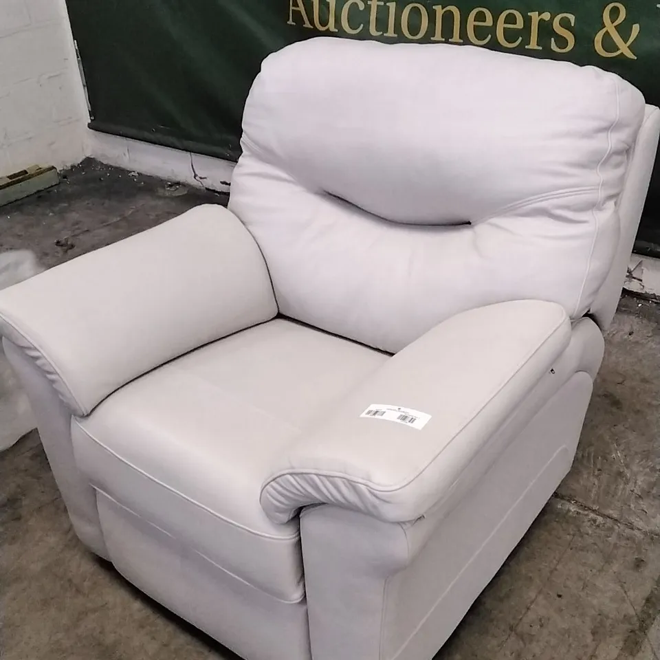 QUALITY BRITISH DESIGNED & MANUFACTURED G PLAN WASHINGTON 18 POWER RECLINER ARMCHAIR CAPRI CHALK LEATHER