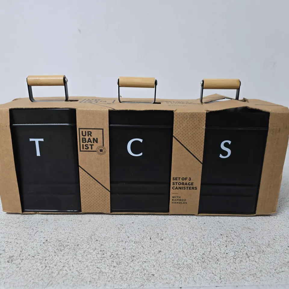URBAN LIST SET OF 3 STORAGE CANISTERS - TEA , COFFEE AND SUGAR