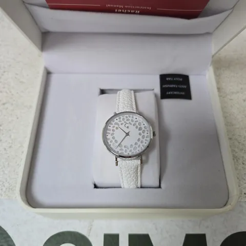 BOXED RACHEL GALLEY WHITE/SILVER SPOTTED FACE WRISTWATCH 