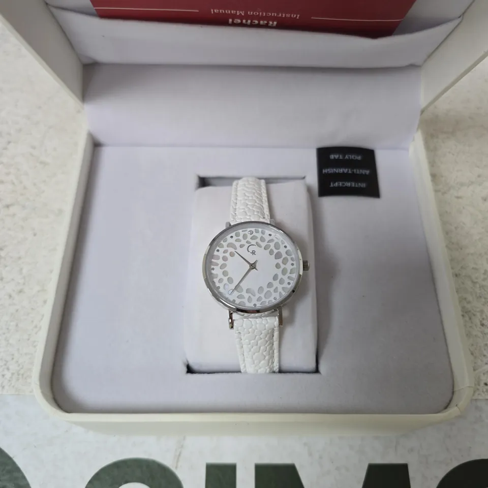 BOXED RACHEL GALLEY WHITE/SILVER SPOTTED FACE WRISTWATCH