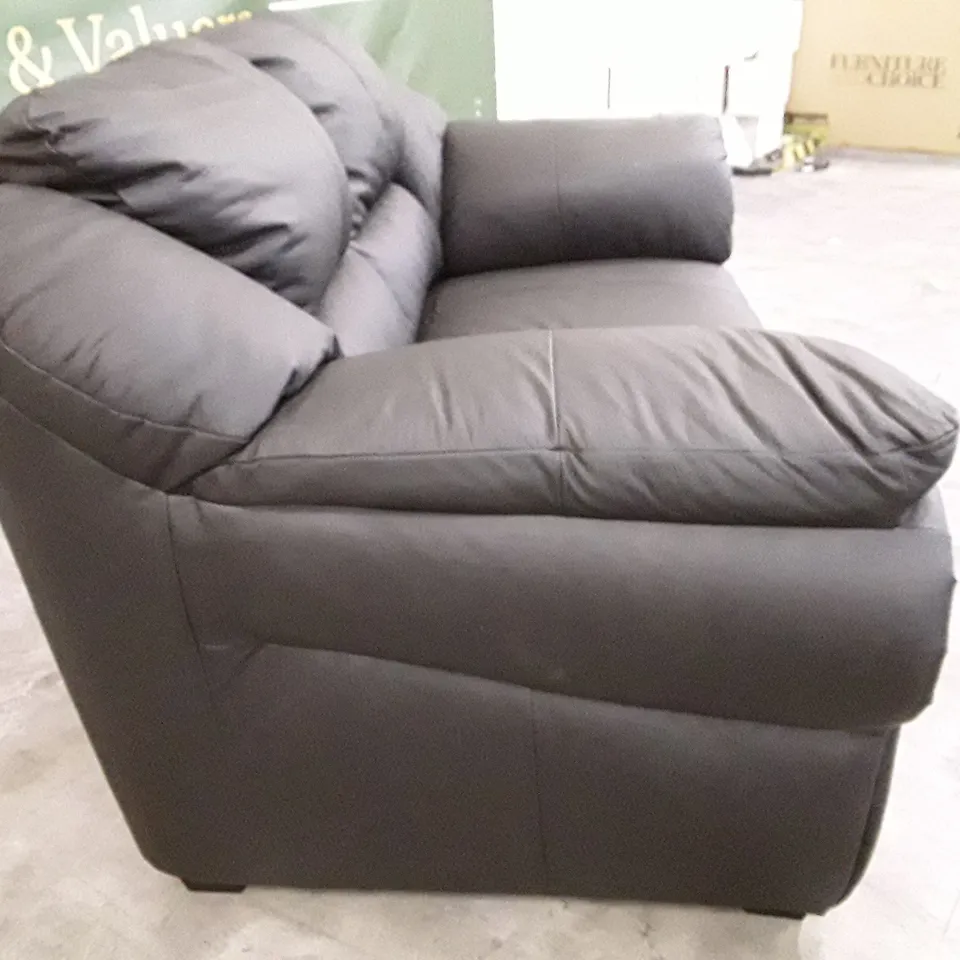 QUALITY DESIGNER NAPLES 2 SEATER SOFA - BLACK LEATHER